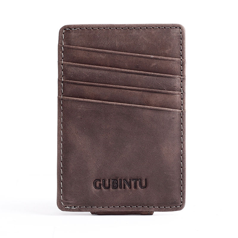 WALLET Leather Money Clip Wallet - Coffee